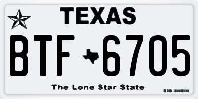TX license plate BTF6705