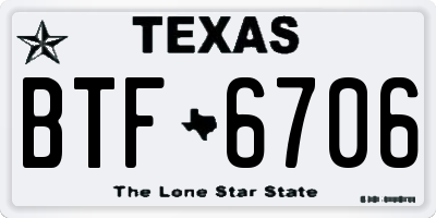 TX license plate BTF6706