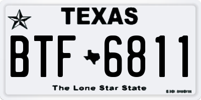 TX license plate BTF6811