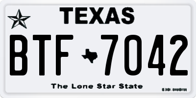 TX license plate BTF7042