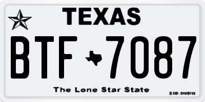 TX license plate BTF7087