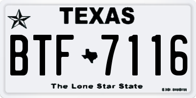 TX license plate BTF7116