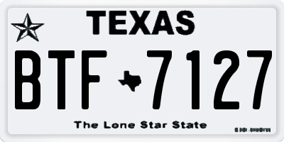 TX license plate BTF7127