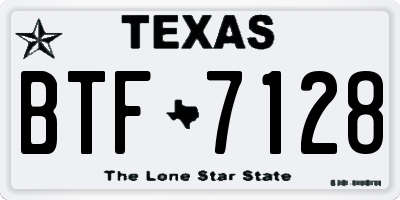 TX license plate BTF7128