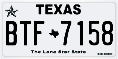 TX license plate BTF7158