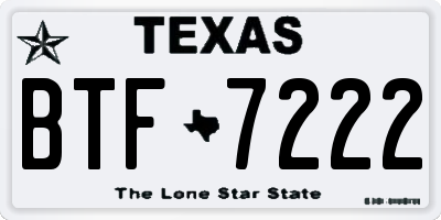 TX license plate BTF7222