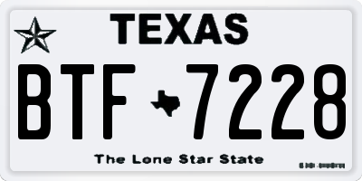 TX license plate BTF7228