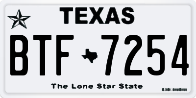 TX license plate BTF7254