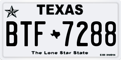 TX license plate BTF7288