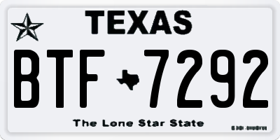 TX license plate BTF7292