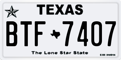 TX license plate BTF7407