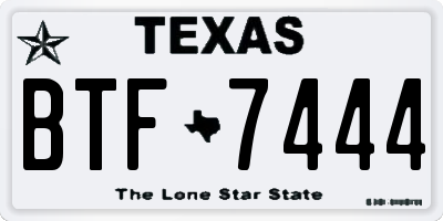 TX license plate BTF7444