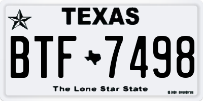 TX license plate BTF7498