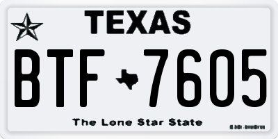 TX license plate BTF7605