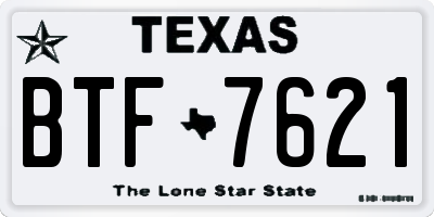 TX license plate BTF7621