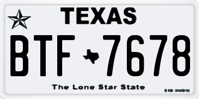 TX license plate BTF7678