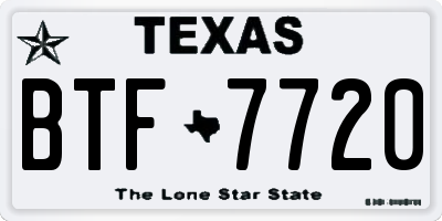 TX license plate BTF7720