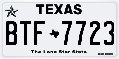 TX license plate BTF7723