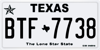 TX license plate BTF7738