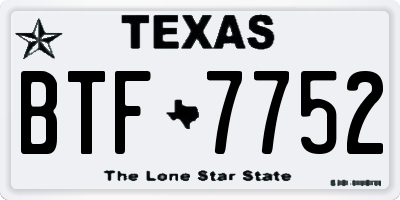 TX license plate BTF7752