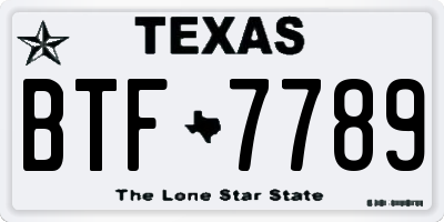 TX license plate BTF7789