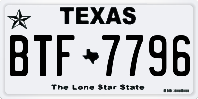 TX license plate BTF7796