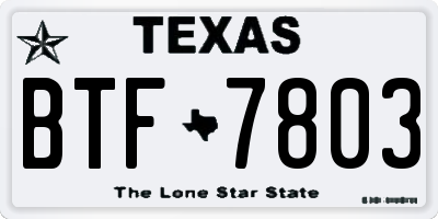 TX license plate BTF7803