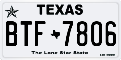 TX license plate BTF7806
