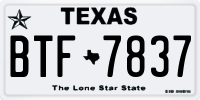 TX license plate BTF7837