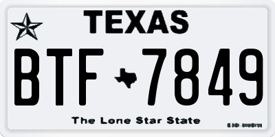 TX license plate BTF7849