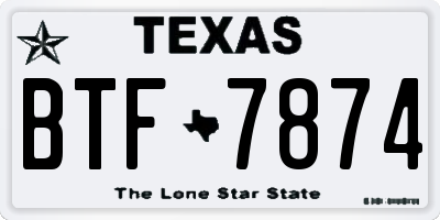 TX license plate BTF7874