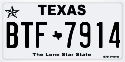 TX license plate BTF7914