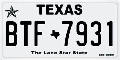 TX license plate BTF7931