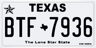 TX license plate BTF7936