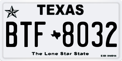 TX license plate BTF8032