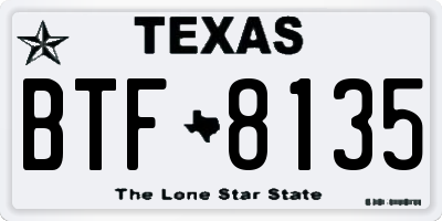 TX license plate BTF8135