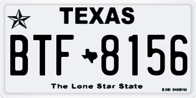 TX license plate BTF8156
