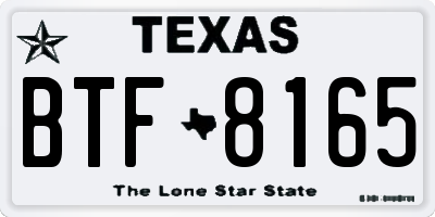 TX license plate BTF8165