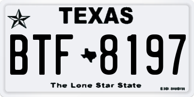 TX license plate BTF8197