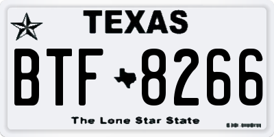 TX license plate BTF8266