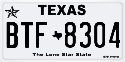 TX license plate BTF8304