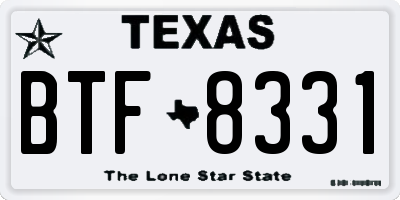 TX license plate BTF8331