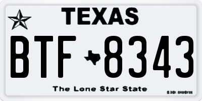 TX license plate BTF8343