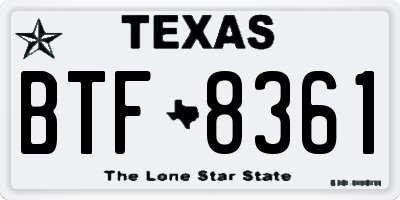 TX license plate BTF8361