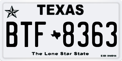TX license plate BTF8363