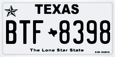 TX license plate BTF8398