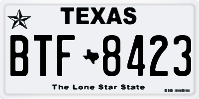 TX license plate BTF8423