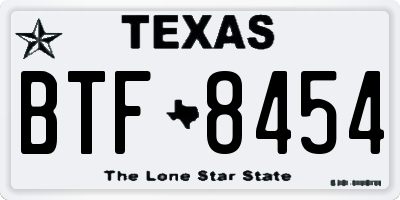 TX license plate BTF8454