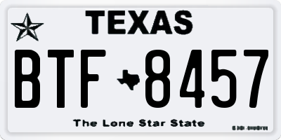 TX license plate BTF8457