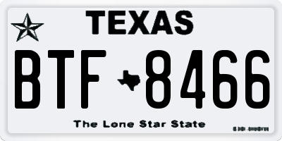TX license plate BTF8466